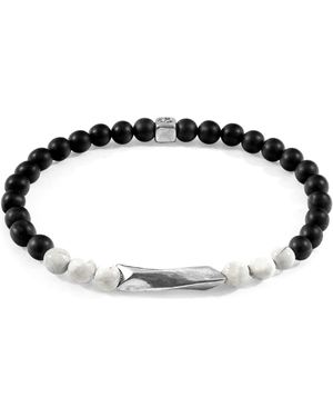 Anchor and Crew White Howlite Orinoco Silver & Stone Bracelet - Black