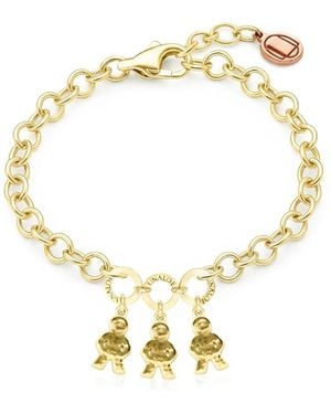 Unaloe Adjustable Plated Mom Bracelet With Three Baby Charms, Perfect Gift For Moms And Families - Metallic
