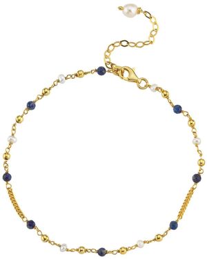 LINYA JEWELLERY Lapis Natural Stone Anklet - Metallic
