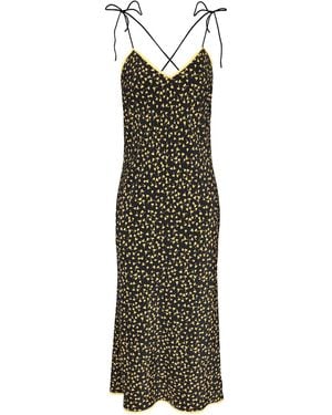 2KStyle Abanos Open-Back Lace-Trimmed Floral Print Slip Midi Dress - Green