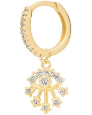 Spero London Fine 14Ct Solid Evil Eye Drop Single Earring - Metallic
