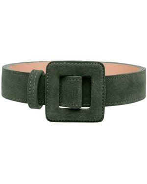 BeltBe Suede Mini Square Buckle Belt - Green