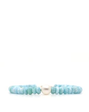 Shar Oke Larimar & Freshwater Pearl Bracelet - Blue