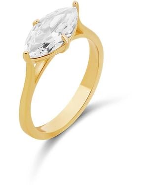 SHYMI Sideways Marquis Shape Cocktail Ring - Metallic