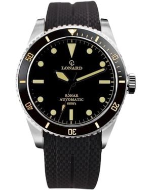 Lonard Watches Sonar Rubber Strap Automatic Diver Watch - Black