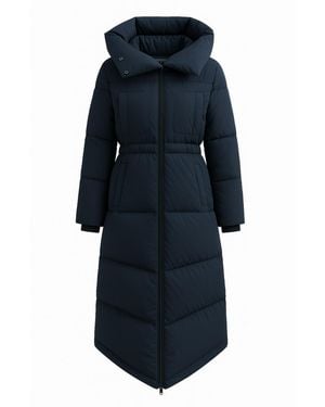 BEIRA Alexis Longline Padded Puffa Coat With Cowl Hood Dark - Blue