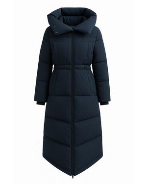BEIRA Alexis Longline Padded Puffa Coat With Cowl Hood Dark - Blue