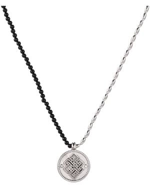 Aurozia Three Charms Venus Bound The Endless Love Knot Crystal Beaded Necklace Agate - Metallic