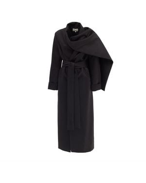 Julia Allert Long Wrap Coat With Drape Collar - Black