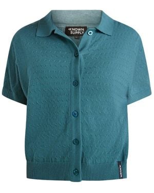 Known Supply Button Up Collared Jumper - Blue