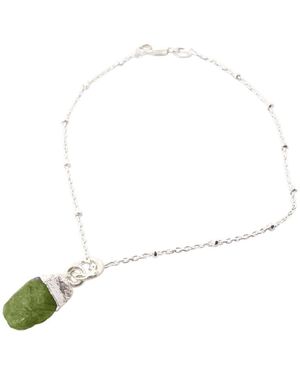 Harfi Sterling Raw Peridot August Birthstone Crystal Bracelet - White