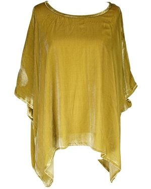 Jennafer Grace Chartreuse Silk Velvet Scarf Top - Yellow