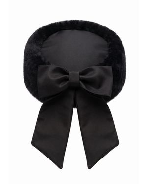 Santinni Wonderland Pillbox Hat With Silk Bow - Black