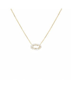 Agora Jewellery Juliet 14K Diamond Pearl Necklace - Metallic
