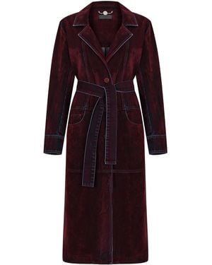 Gov Denim Flocked Denim Trench Coat - Purple