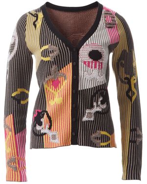 Fully Fashioning Carla Jacquard Knit Cardigan - Brown