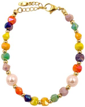 1610Istanbul Mediterranean Mosaic Swarovski Pearl Bracelet - Metallic