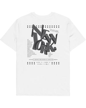 Anchor and Crew Gustatory New York Coffee Scene Organic Cotton Embroidered T-Shirt - White