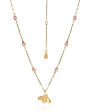 Moon London Wisdom Bee Tourmaline Necklace - Metallic