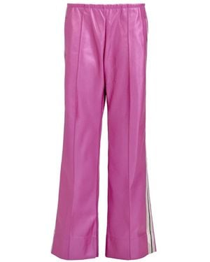 Moov Perfect Suit Pants -Straight-Leg Vegan Leather With Side Stripes - Purple