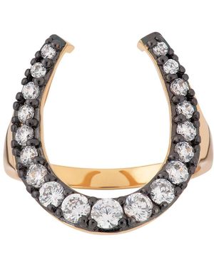 Scream Pretty & Black Horseshoe Ring With Clear Stones - Metallic