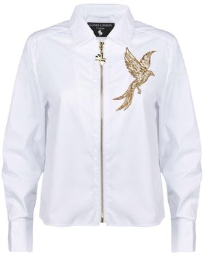 House of Laines London Laines Couture Zip Shirt With Bird Of Paradise Embellishment - Blue