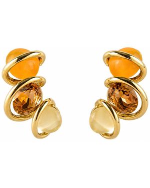 By Ozge Solar Harmony Amber & Ivory Plated Dangle Earrings - Metallic