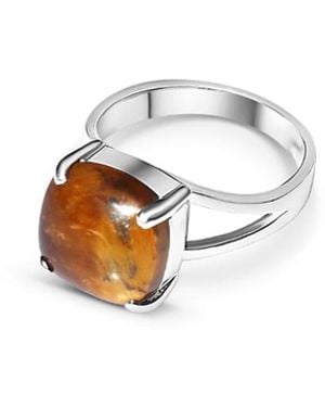 FV Jewellery La Stèle And Tiger's Eye Square Ring - White