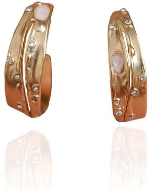 Rare Matters Jewelry Sprinkled Clear Quartz Hoop Earrings - White