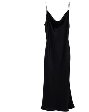 MIONÈ Midi Silk Slip Dress - Black