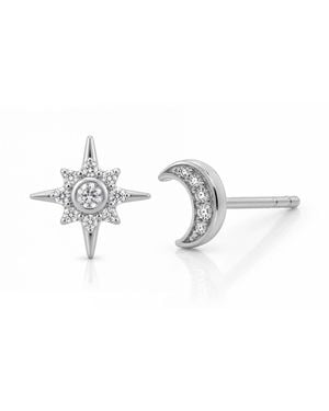 Nellou Jewellery Celestial Duo Stud Earrings - Metallic