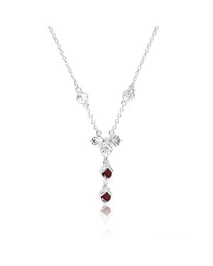Heritagemoda Sterling Garnet Pendant Necklace - Metallic