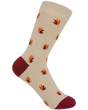 Peper Harow - Made in England Neutrals Maple Leaves Socks – - Brown