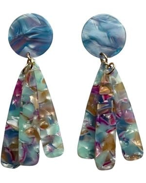 CLOSET REHAB Multicolor Petal Drop Earrings - Blue