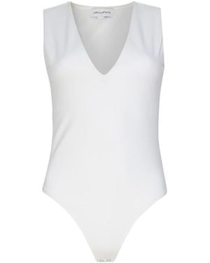 Circular Path V Neck Bodysuit - White
