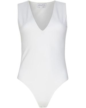 Circular Path V Neck Bodysuit - White