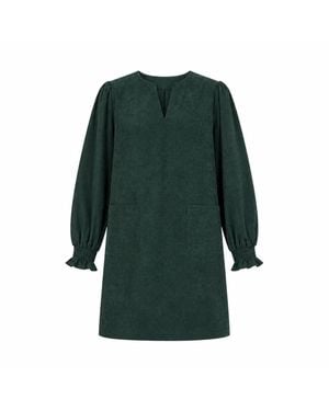 Yumi' Cord Tunic With Ruched Sleeve - Green