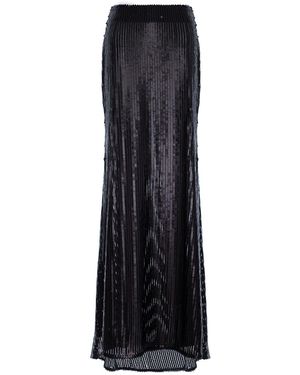 concept A trois Long Sequined Skirt With Zipper - Black