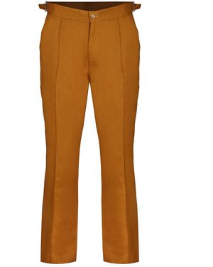DAVID WEJ Hugo Linen Trouser With Side Adjuster - Brown