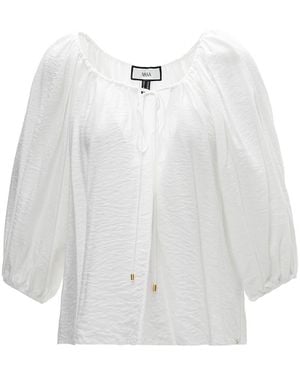 Nissa Puff-Sleeve Viscose Top - White