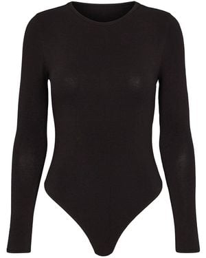 OW Collection Erla Basic Long Sleeve Bodysuit - Black