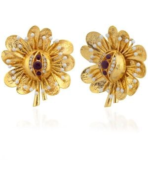 Milou Jewelry Antique Flower Earrings - Metallic