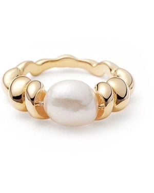 Shabella Nyc Braided Pearl Ring - Metallic