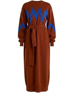 Maison Wanda Zig Zag Dress - Brown
