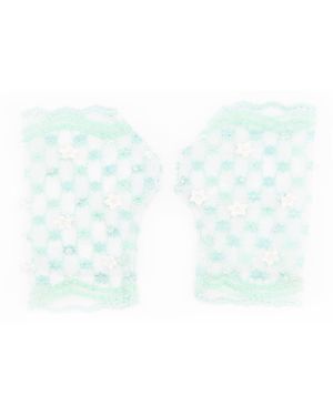 ADIBA Pastel Floral Lace Handmade Gloves - White