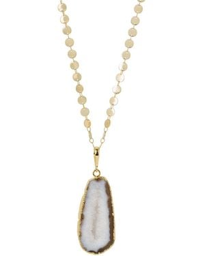 YAA YAA LONDON Ultra Natural White Agate Super-long Gold Pendant Necklace - Metallic
