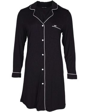 Pretty You London Bamboo Long Sleeved Classic Nightshirt - Black