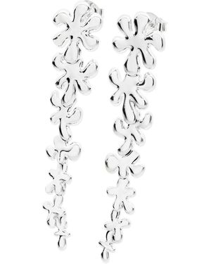 Lucy Quartermaine Solid Sterling Long Taper Splash Earrings - White