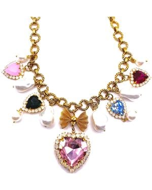 Achala Handcrafted Heart & Bow Chain Necklace - Metallic