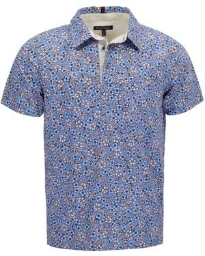 lords of harlech Pietro Floral Field Knit Polo - Blue
